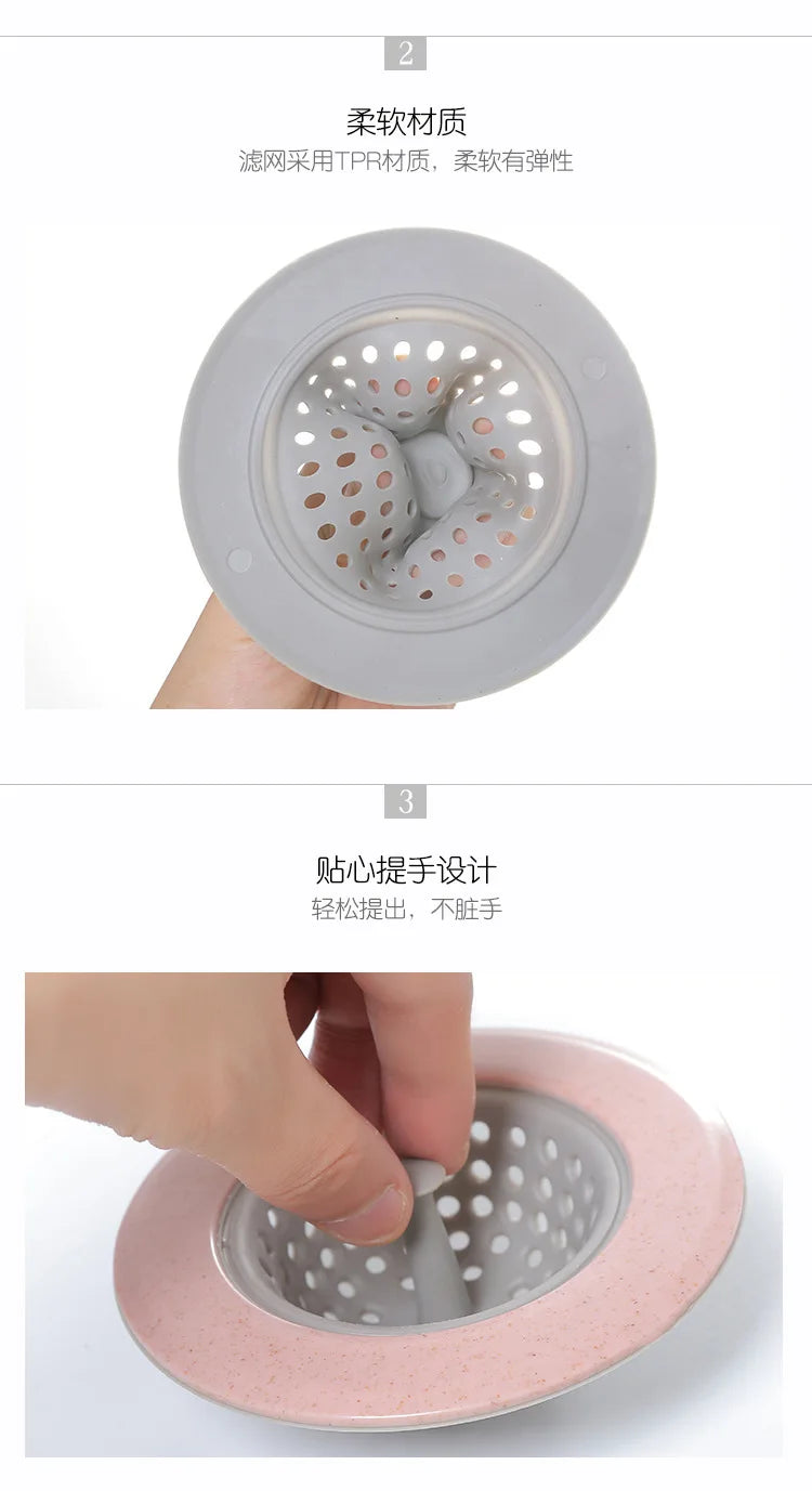 Silicone Bathroom Sink Drains Bathtub Plugs Strainers Sewer Hair Filter Bath Drain Stopper Sink Floor Drain Kitchen Accessories
