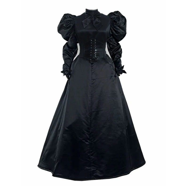 Women Gothic Victorian Dress Renaissance Ball Gown Vampire  Rococo Costume Black