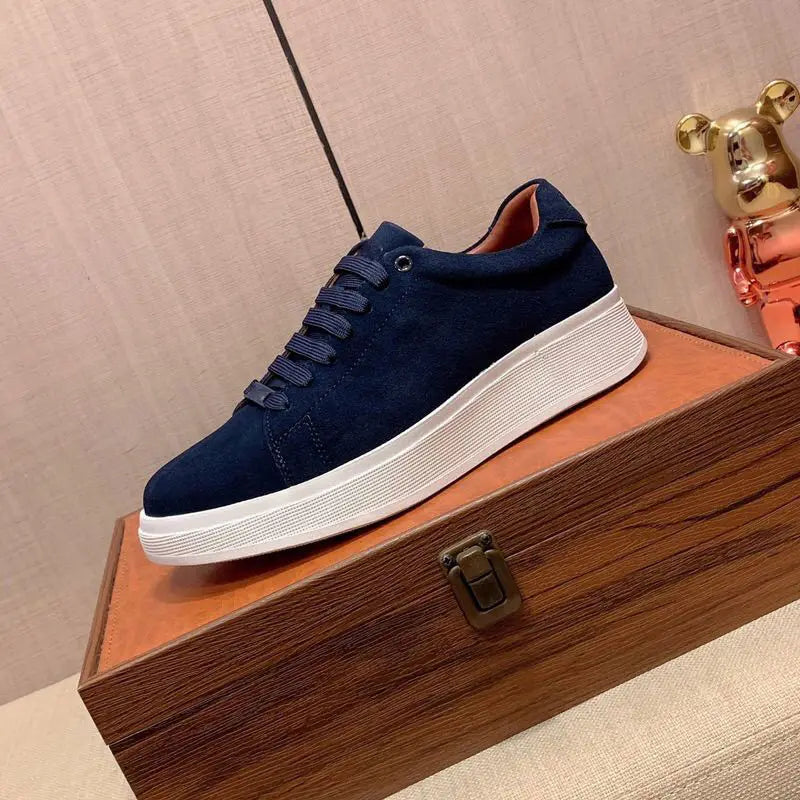 Classic Business Men Leather Casual Shoes Flats Skateboard Shoes Print Lace-up Comfortable Man Non Slip Sneakers Zapatos Hombre