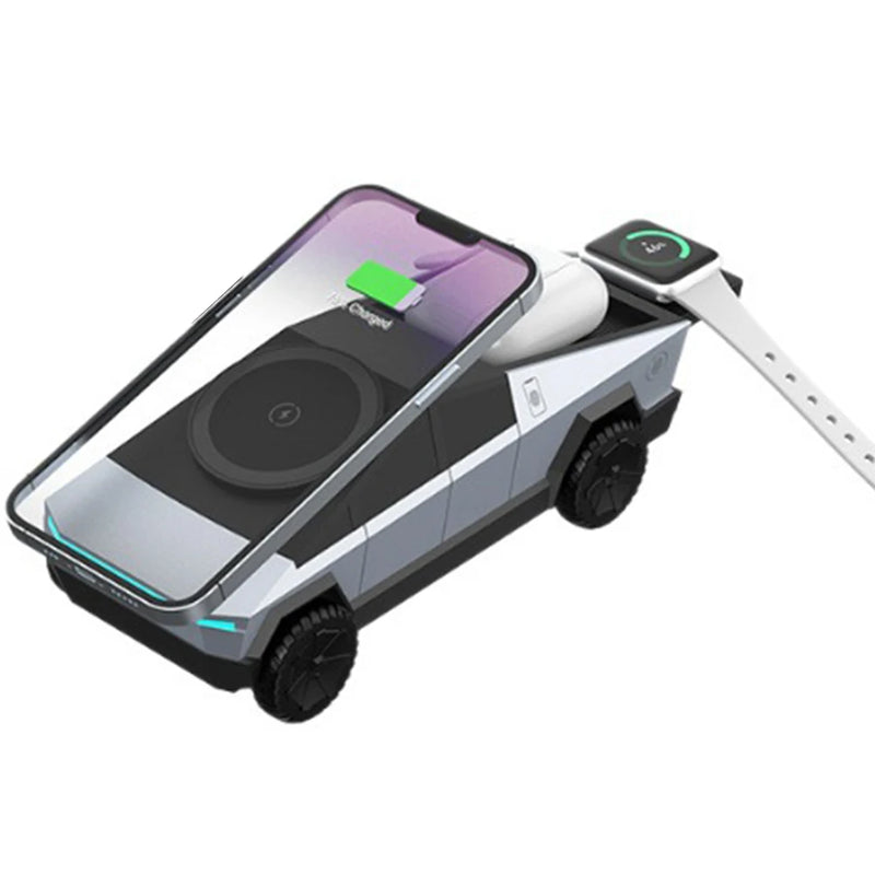 Cybertruck Qi2 3-in-1 CyberDock Wireless Charger – Fast Magnetic Charging Station for iPhone 16/15/14 Pro Max, AirPods & Apple Watch