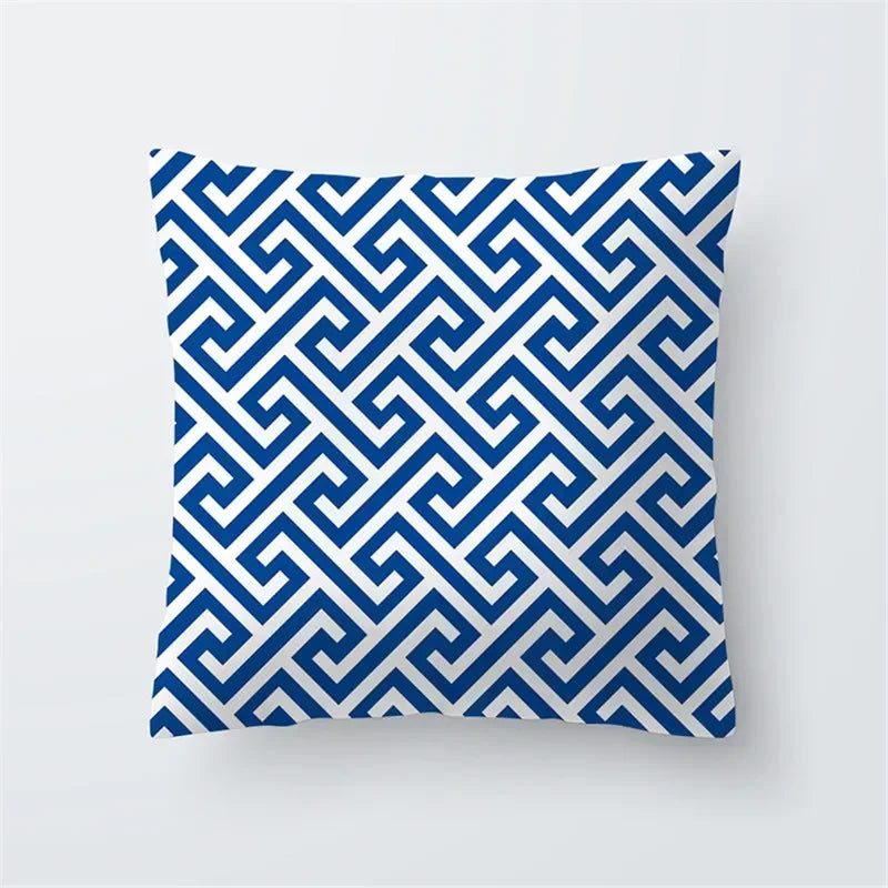 Decorative Throw Pillows Blue Geometry Pillow Cover 45x45 Polyester Cushion Cover Marine Life Pillowcase Cushions Home Decor