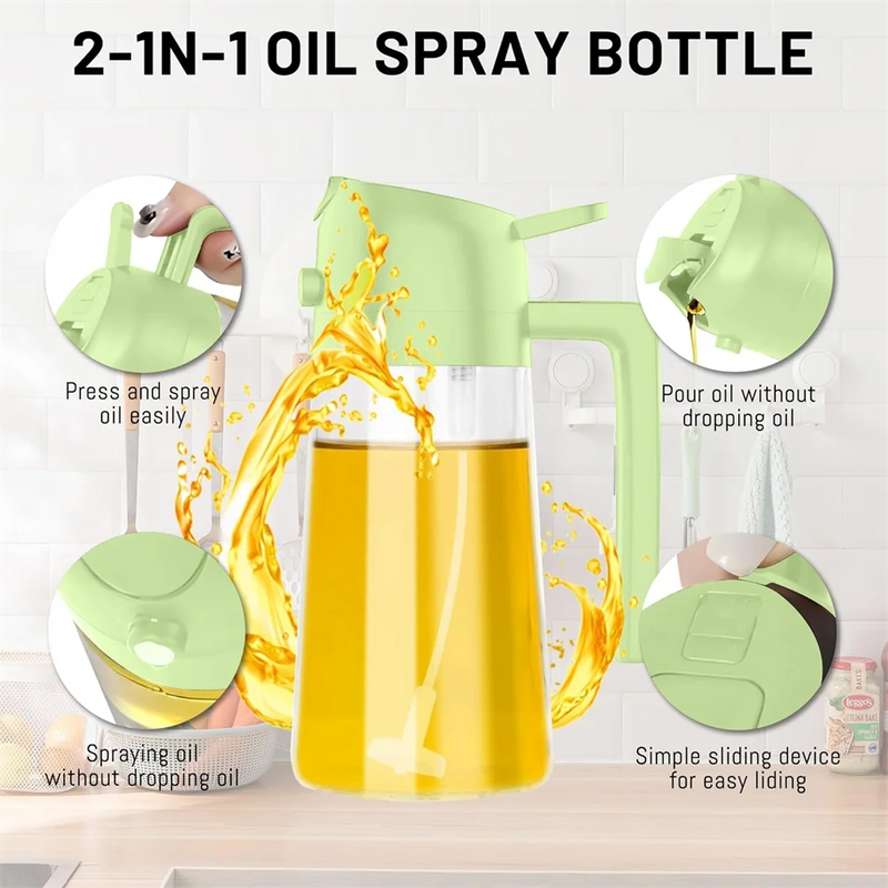 Olive Oil Sprayer Mister for Cooking,16oz/470ml Glass Oil Spray Bottle,2 in 1 Food-grade Oil Dispenser Bottle For Kitchen
