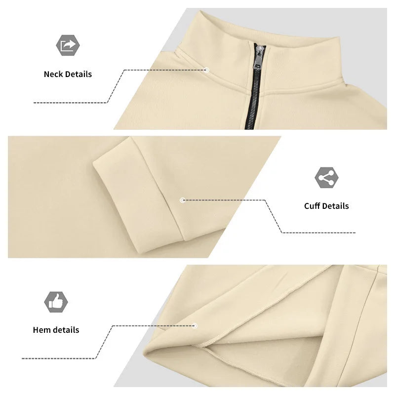 Men’s Winter Fleece Half-Zip Hoodie – Warm Stand Collar Bull Print Sweatshirt