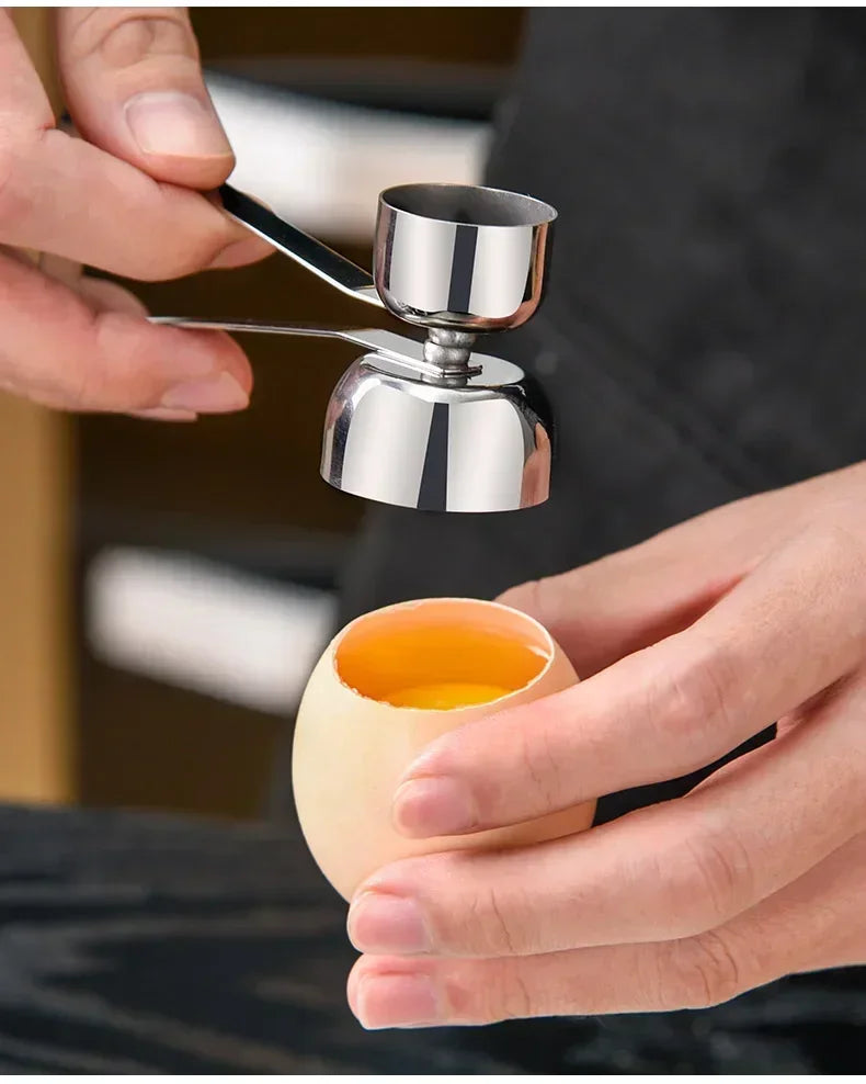 Egg Eggshell Opener Eggshell Cutter 304 Stainless Steel Double Head Egg Topper Shell Opener Boiled Raw Egg Creative Kitchen Tool