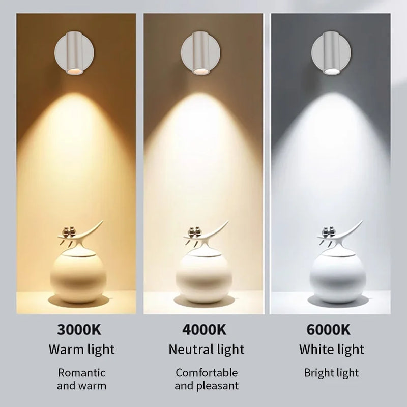 LED Light Magnetic Rechargeable Wall light Spotlight Wireless No Punch Reading Light With Touch Switch Dimmable Bedside Lamp