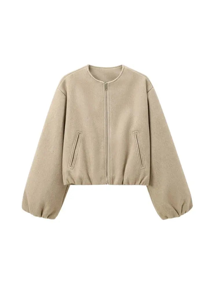 Oversized Soft Bomber Jacket for Women – Casual Long Sleeve Zip-Up Coat for All Seasons