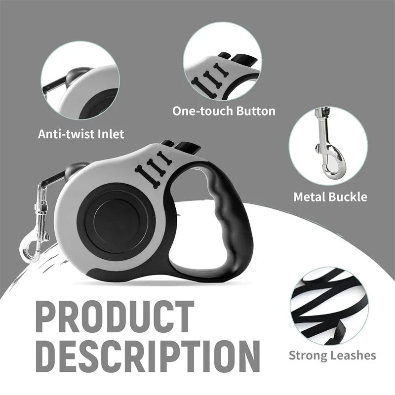 🐾 Retractable Dog Leash – 5m Automatic Nylon Lead for Small & Medium Dogs and Cats