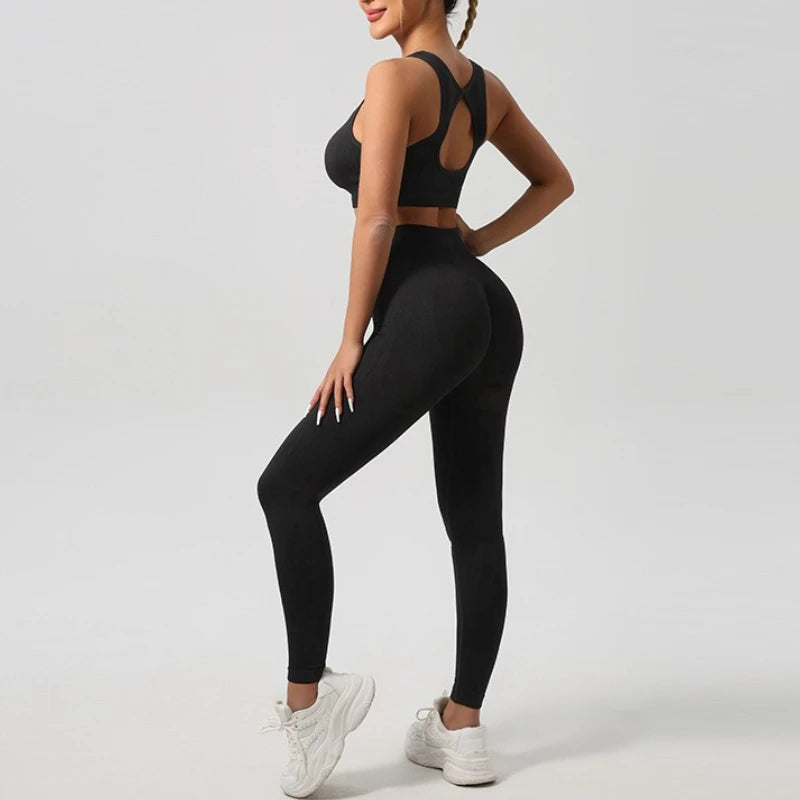 Yoga wear set, sports vest, underwear, high-waisted trousers, peachy buttocks, fitness