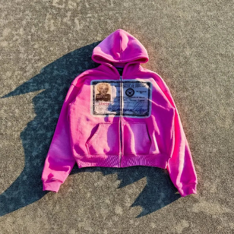 Tatiana Haven Y2K Retro Zip-Up Hoodie – Unisex Streetwear Long Sleeve Hooded Sweatshirt