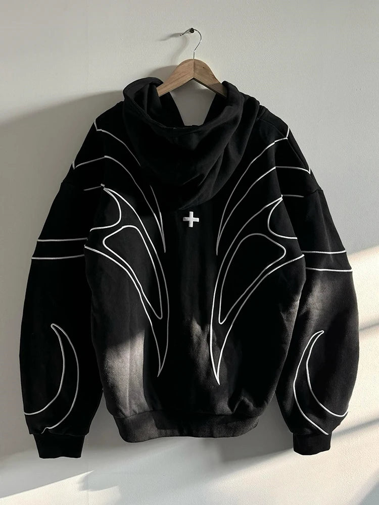 Y2K retro American style new street trend hoodie, unisex loose sweatshirt jacket