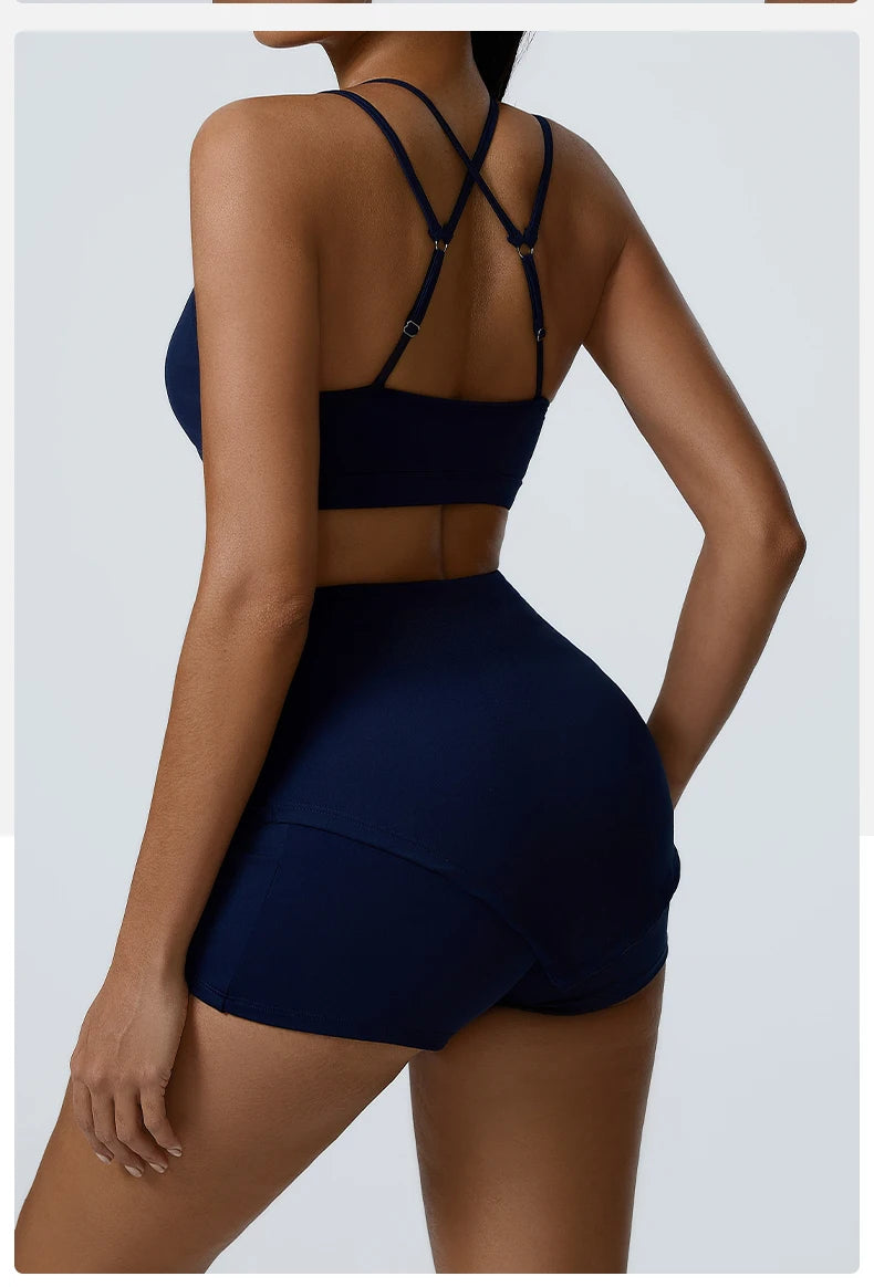 Yoga Sets 2 Pieces Workout Sets for Women Tracksuit Sportswear Gym Clothes High Waist Shorts Outfits Running Suits Fitness Bras