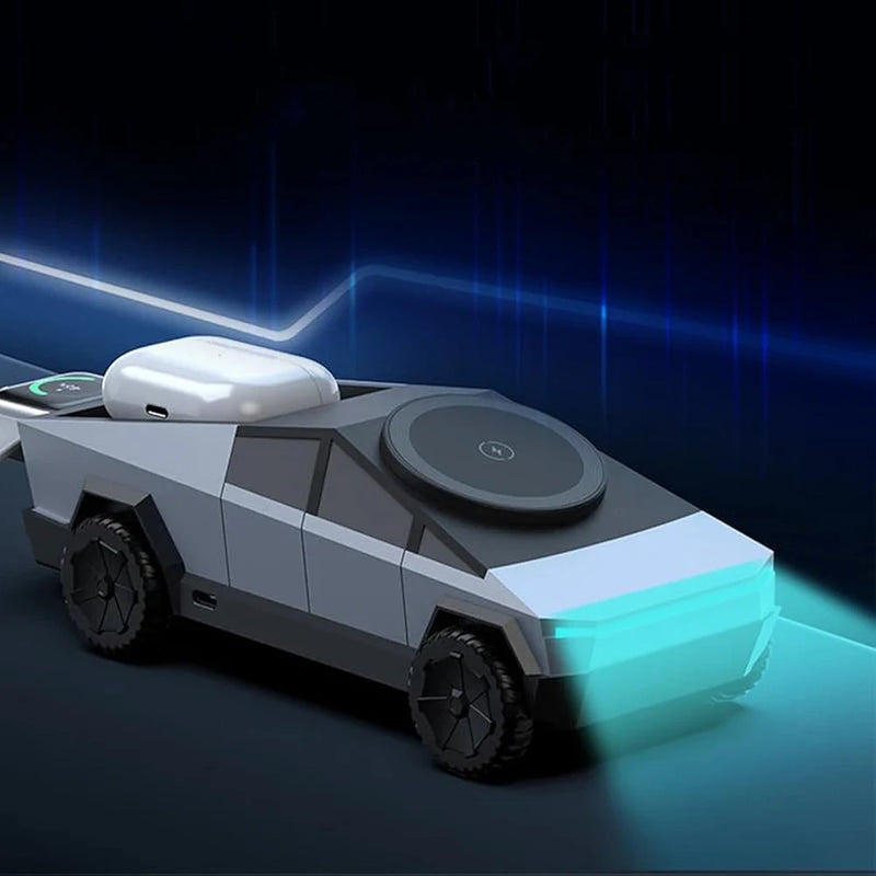 Cybertruck Qi2 3-in-1 CyberDock Wireless Charger – Fast Magnetic Charging Station for iPhone 16/15/14 Pro Max, AirPods & Apple Watch