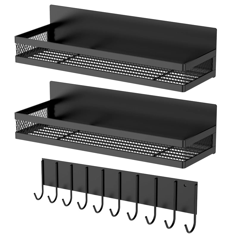 Magnetic Fridge Shelf Spice Storage Rack Multifunctional Hook Rack Seasoning Organizer for Kitchen and living room