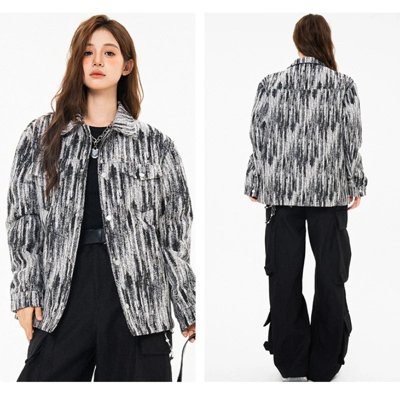 Elegant Denim Jackets Women 2025 Korean New luxury Coat Chic Print Women&