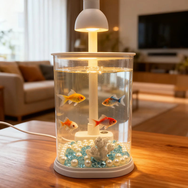 TOKA Starter Kit Small Fish Tank Fish Tank with Light Fighting Fish Tank Tabletop Turtle Tank Kids Party Gift