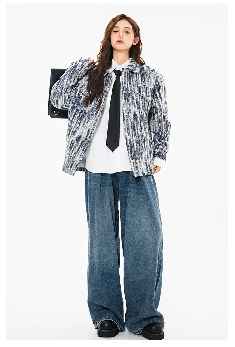 Elegant Denim Jackets Women 2025 Korean New luxury Coat Chic Print Women&