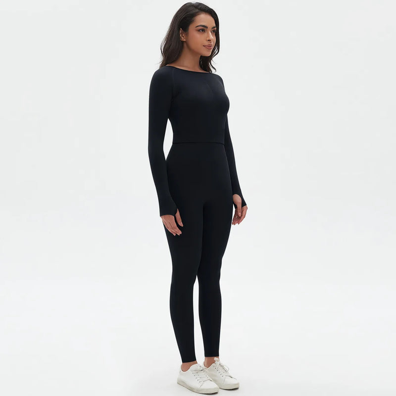 Seamless Two Piece Sets Womens Outifits Long Sleeve Gym Fitess Sport Set Yoga Leggings Matching Sets Exercise Tracksuits Female