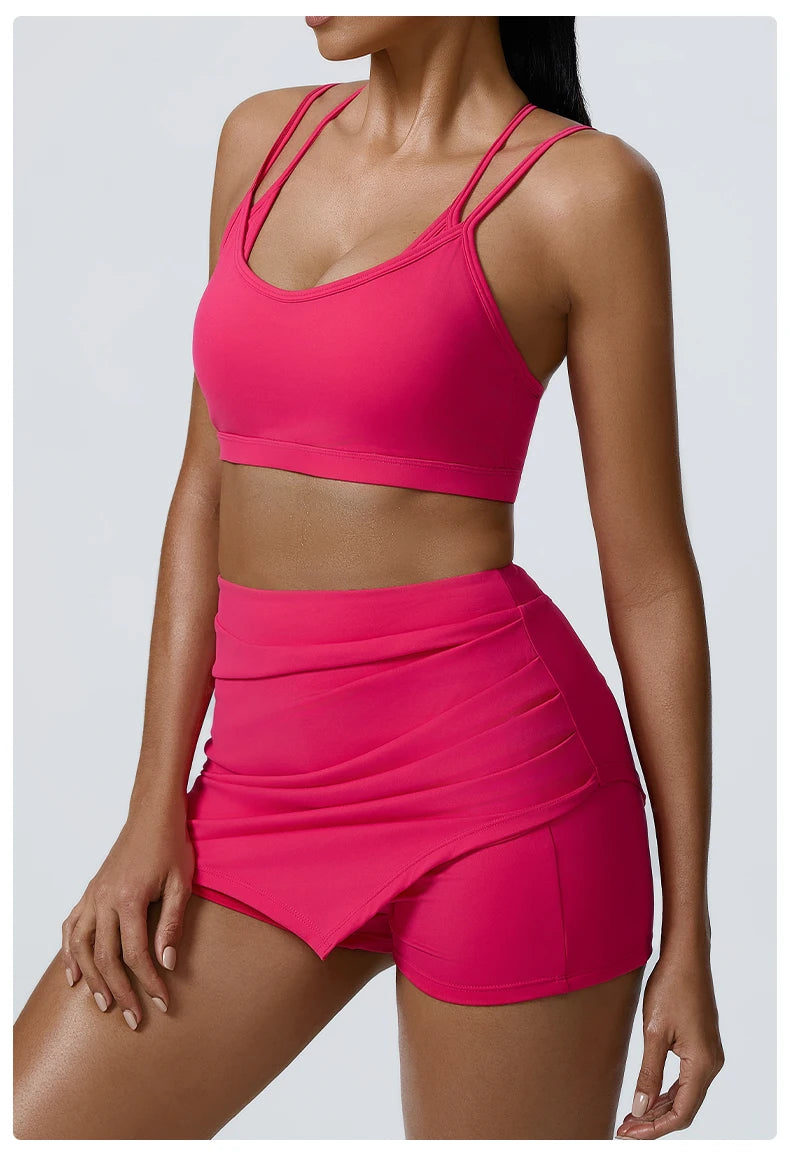 Yoga Sets 2 Pieces Workout Sets for Women Tracksuit Sportswear Gym Clothes High Waist Shorts Outfits Running Suits Fitness Bras