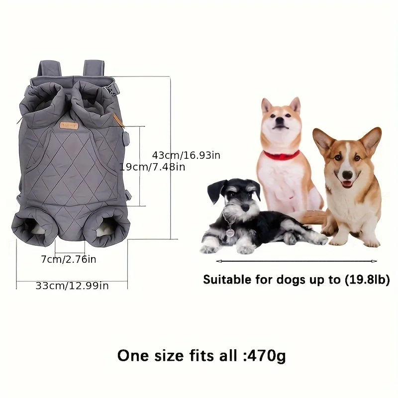 Cozy Pet Carrier Backpack for Dogs - Fleece-Lined, Front Legs Out, Hands-Free Design for Hiking & Travel.