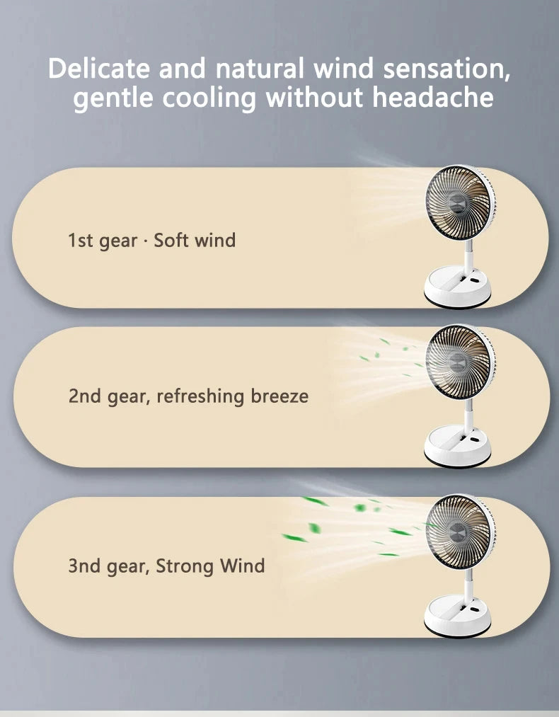 Portable Oscillating Standing Fan with Remote Controller Foldable Desk Fan Rechargeable Battery Powered Pedestal Fan for Camping