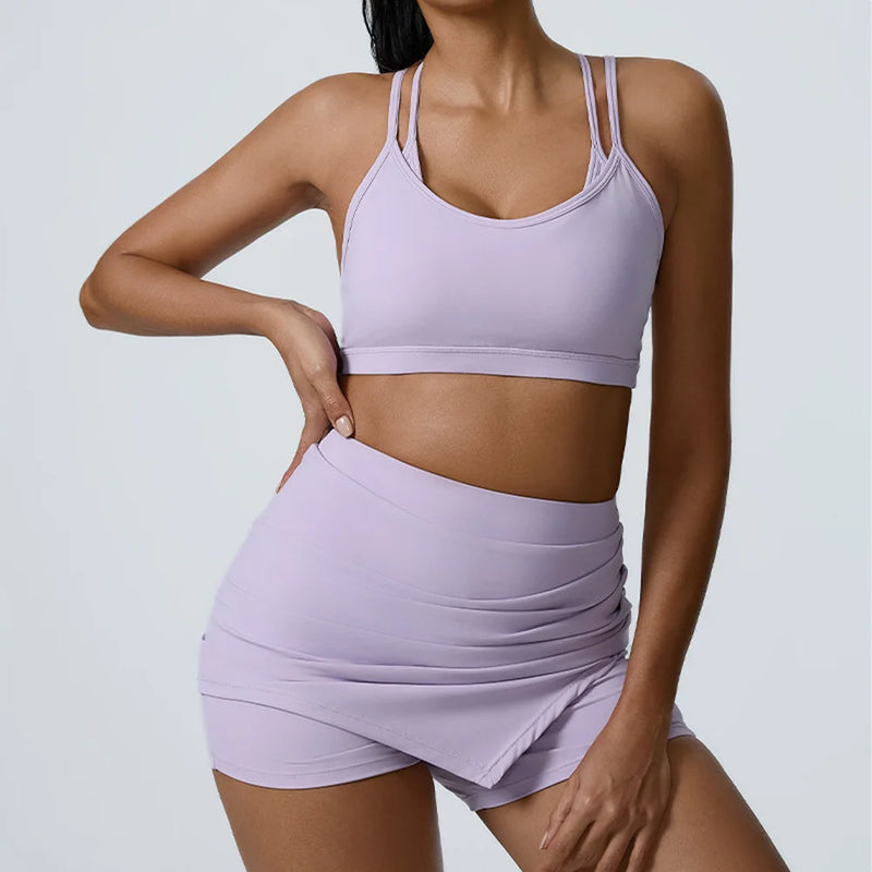 Yoga Sets 2 Pieces Workout Sets for Women Tracksuit Sportswear Gym Clothes High Waist Shorts Outfits Running Suits Fitness Bras