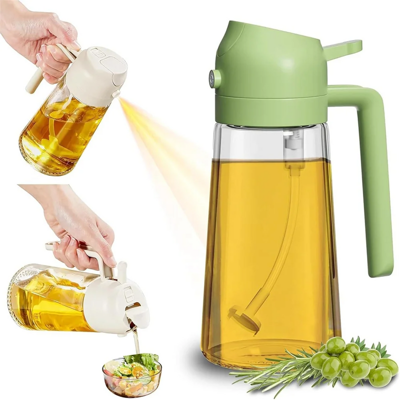 Olive Oil Sprayer Mister for Cooking,16oz/470ml Glass Oil Spray Bottle,2 in 1 Food-grade Oil Dispenser Bottle For Kitchen
