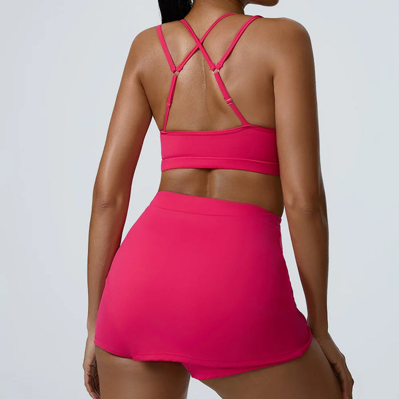 Yoga Sets 2 Pieces Workout Sets for Women Tracksuit Sportswear Gym Clothes High Waist Shorts Outfits Running Suits Fitness Bras