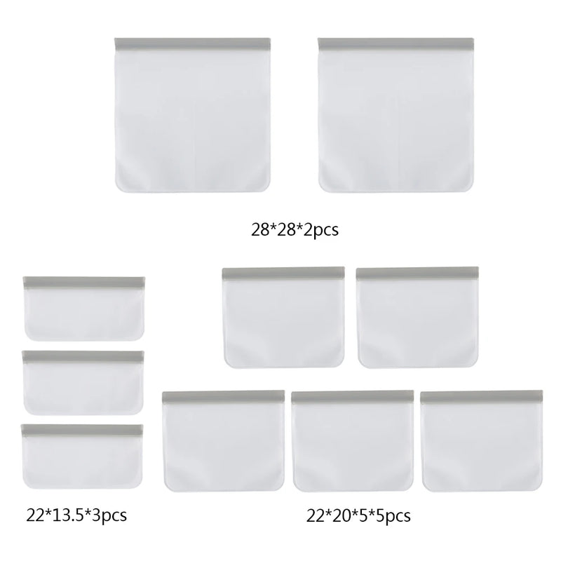10pcs Silicone Food Storage Containers Sandwich Food Storage Bags Leakproof Containers Reusable Stand Up Zip Shut Bag Fresh Bag