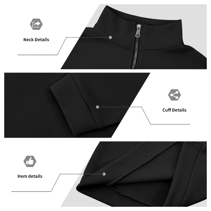 Men’s Winter Fleece Half-Zip Hoodie – Warm Stand Collar Bull Print Sweatshirt