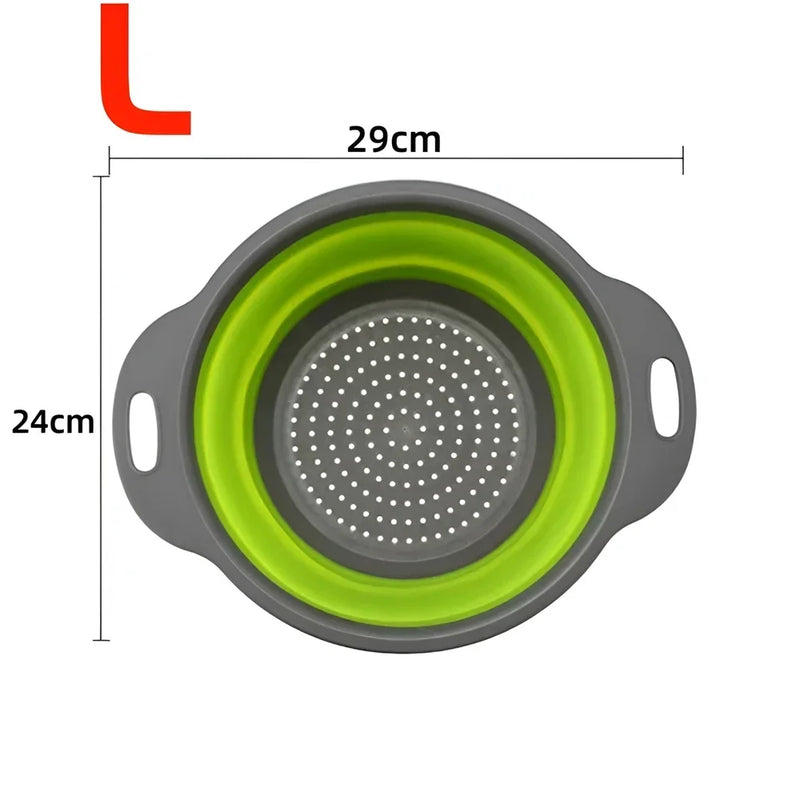 Round Collapsible Colander Silicone Kitchen Fruit Vegetable Washing Basket Strainer Foldable Drainer Kitchen Gadgets Tools