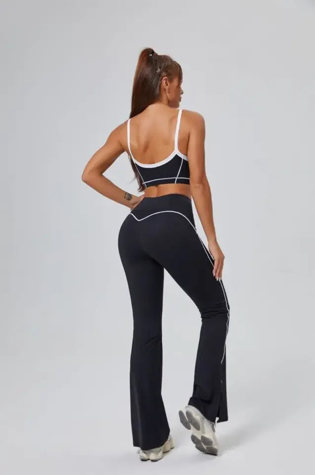 Seamless Yoga Sets Sports Fitness High Waist Hip-lifting Flared Pants Backless Bra Suits Workout Gym Leggings Sets for Women