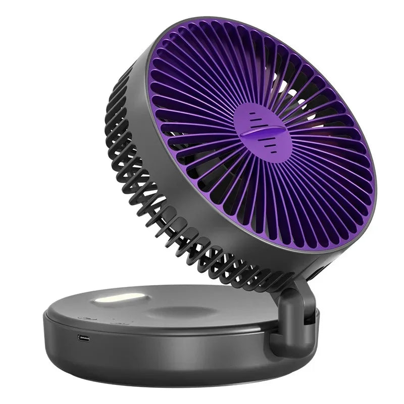 Foldable Desktop Fan Mini  Wall-Mounted Fan With Warm Night Light Rechargeable 4 Gears Adjustable Portable Air Circulation Fan