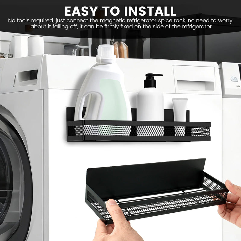 Magnetic Fridge Shelf Spice Storage Rack Multifunctional Hook Rack Seasoning Organizer for Kitchen and living room