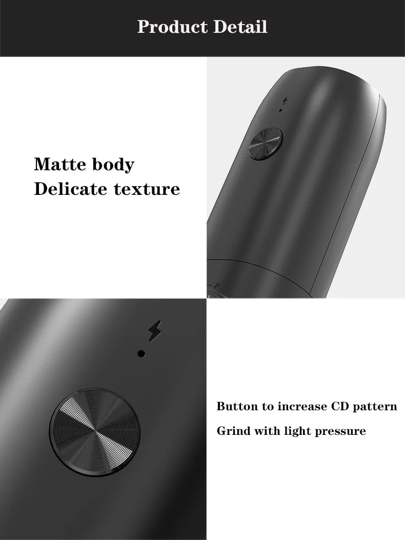 Electric Salt and Pepper Grinder Set with Charging Base and LED Light Adjustable Coarseness Automatic Spice Herb Mill