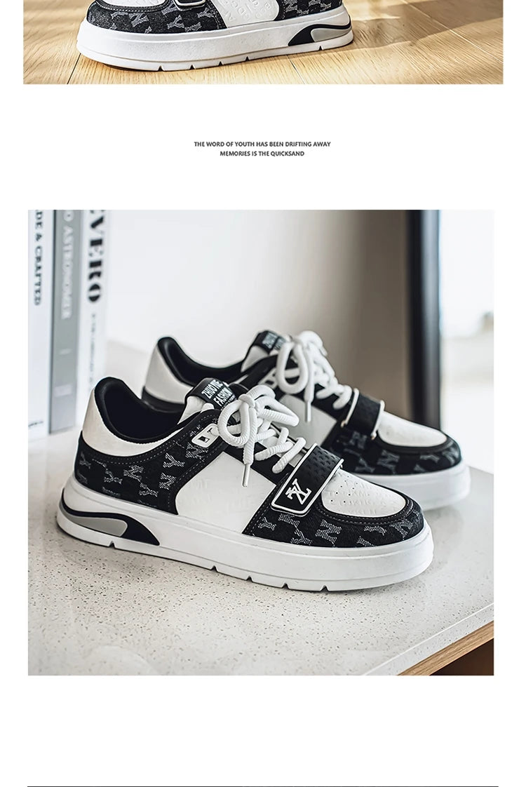 Fashion White Blue Skateboard Shoes Man Comfortable Platform Men&