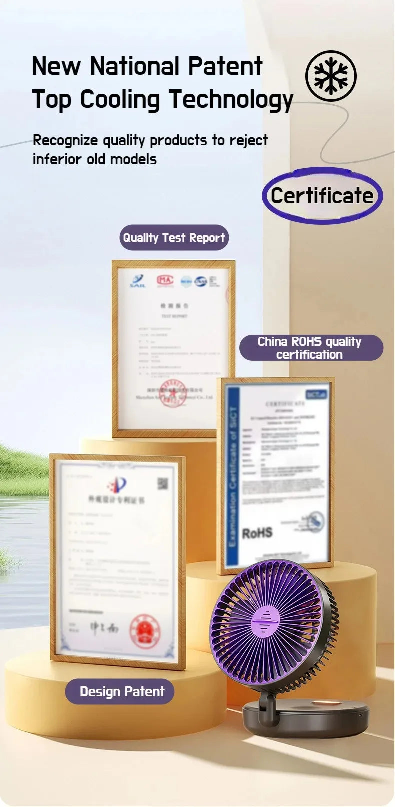 Foldable Desktop Fan Mini  Wall-Mounted Fan With Warm Night Light Rechargeable 4 Gears Adjustable Portable Air Circulation Fan