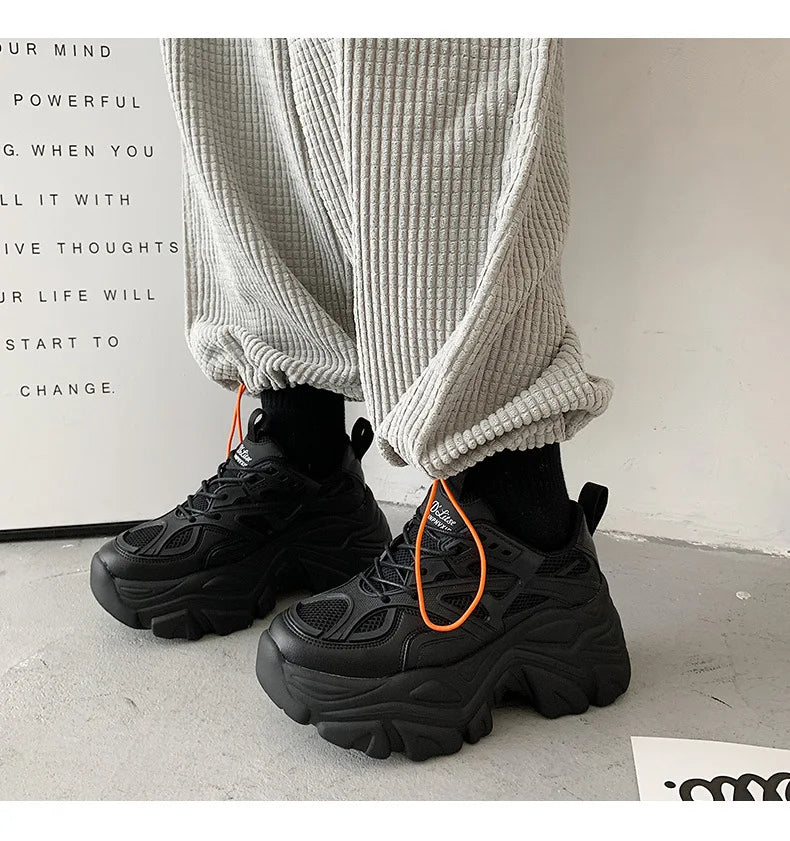 Fujin 7cm Chunky Sneakers Platform Shoes Wedge for Women Casual Shoes Breathable Summer Shoes Women Fashion Sneakers Spring