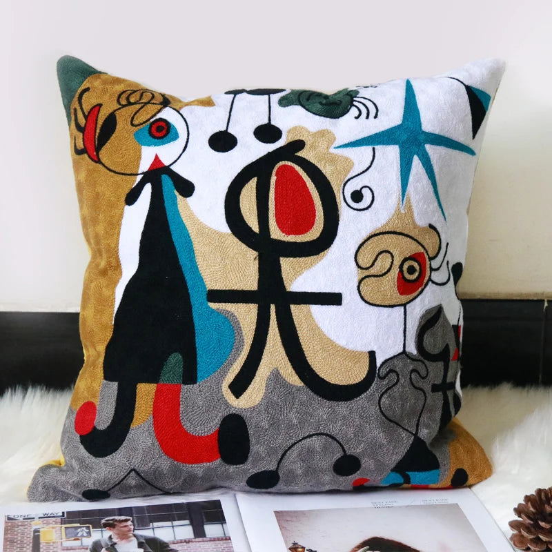 Picasso Embroidered Decorative Throw Pillowcases Abstract Creative Decoration Cushion Cover for Home Sofa Pillow Cover 45x45cm