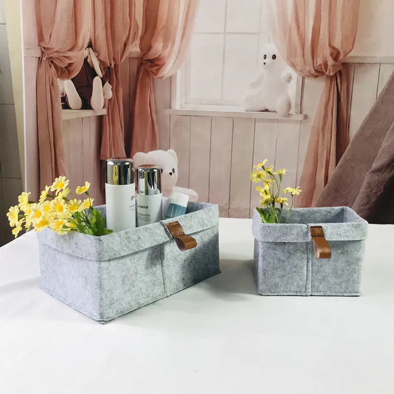 Desktop Storage Baskets Felt fabric Bedroom countertop Organize Basket Pen holder Sundries Cosmetics Storage,Basket of flowe