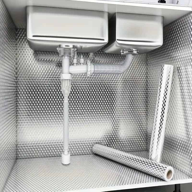 Kitchen Oil Proof Wallpaper Self Adhesive Aluminum Foil Sticker Waterproof Heat Resistant Liner for Cabinet Backsplash Wall Deco