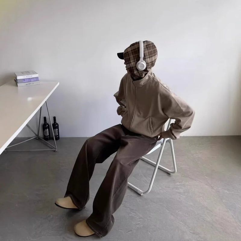 Men’s Vintage Distressed Jeans – Relaxed Straight Wide Leg Casual Denim Trouser