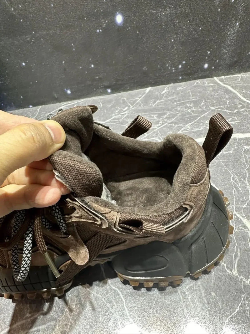 Chunky Sneakers Men Designer Mountaineering Shoes Fashion Casual Leather Fabric Breathable Height Increased Platform Sport Shoes