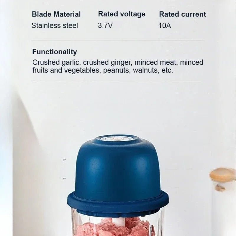 Garlic Chopper Portable Food Processor, Mini Food Chopper Onion Chopper, Cordless Meat Grinder With USB Charging-B61B
