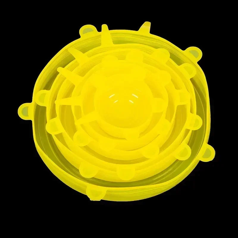 6pcs Silicone Stretch Lids, Food Bowl Covers, Reusable Food Saving Cover, Stretchable Multifunctional Fruit And Vegetable