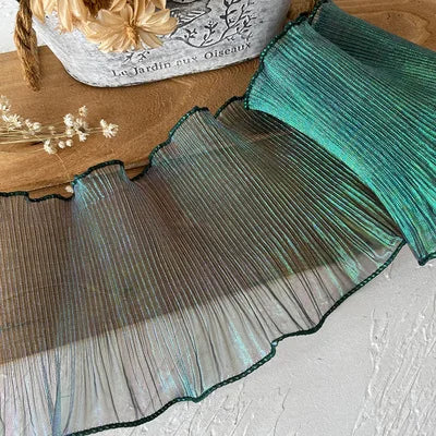 1Yard Mermaid Pleated Magic Wedding Big Wave Lace Fabric Width 15CM