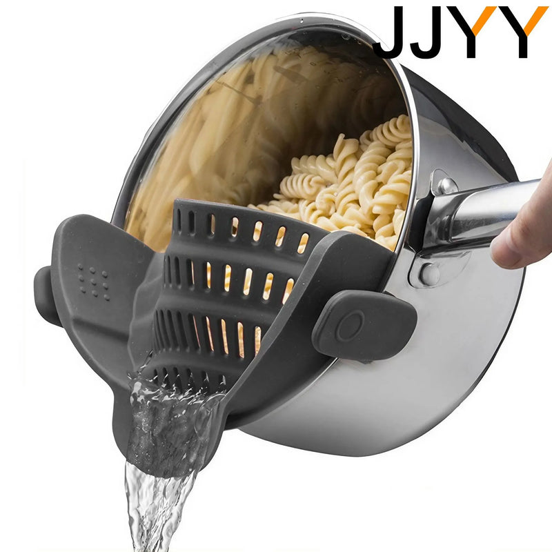 JJYY Universal Silicone Clip-on Pan Pot Strainer Anti-spill Pasta Pot Strainer Food Grade Rice Fruit Colander Strainer