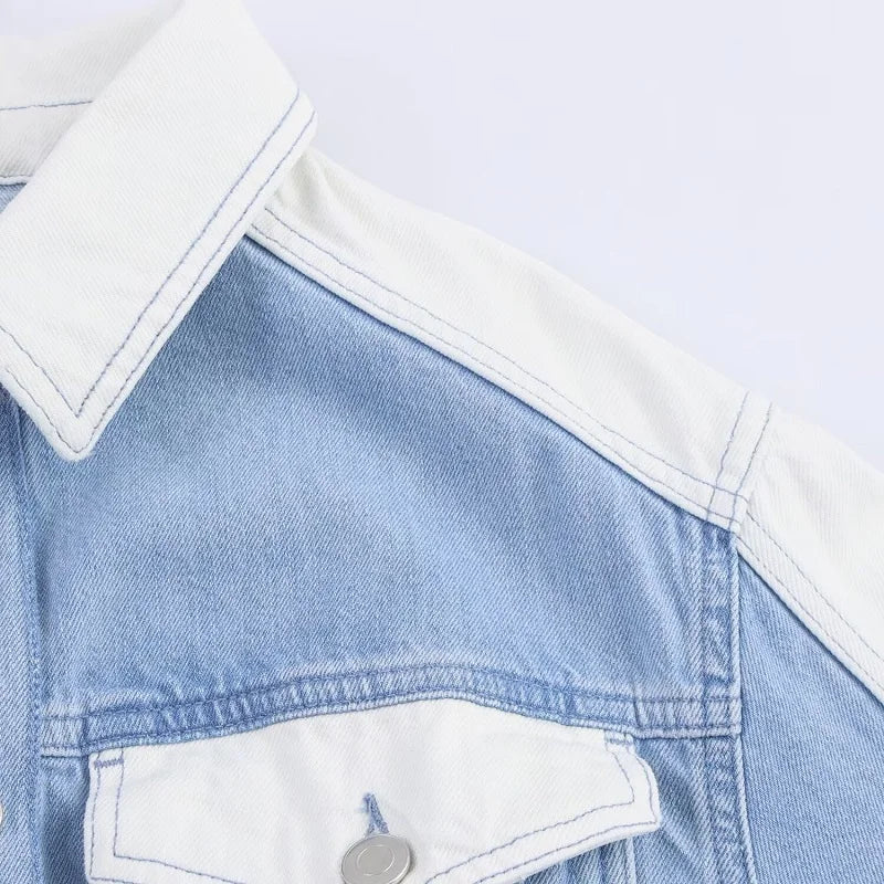 MUJER Denim Bomber Jackets for Women Varsity Cropped Jacket Woman Streetwear Outerwears Women&