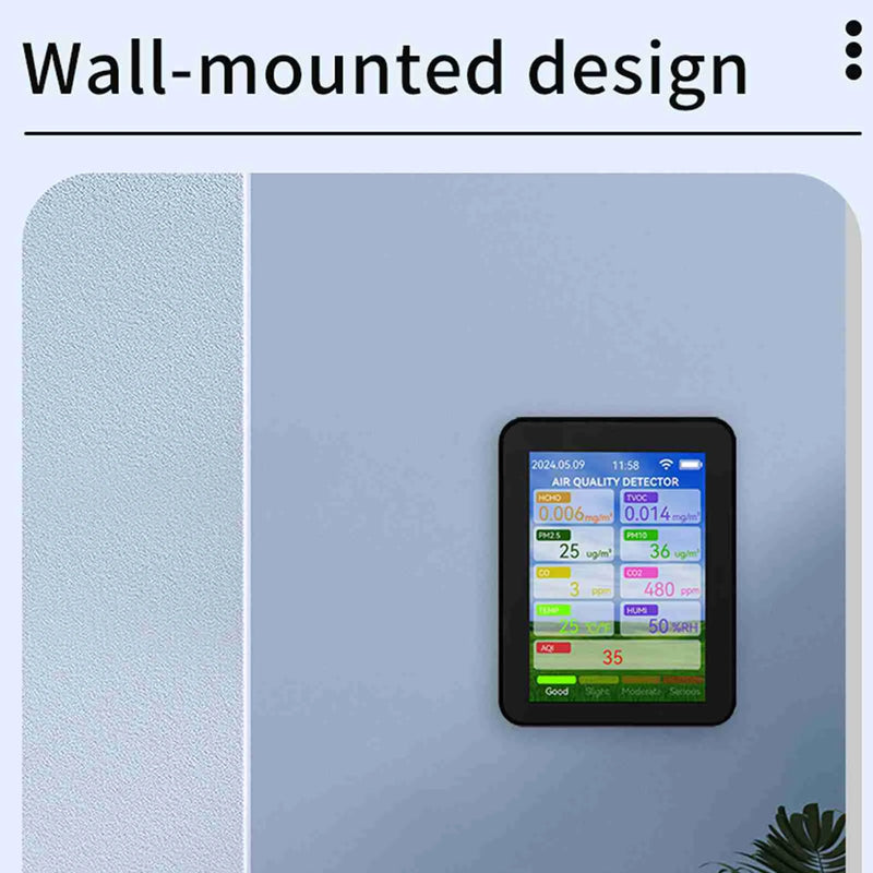 WiFi Air Quality Meter Household HCHO TVOC Carbon Monoxide CO2 PM2.5 PM10 Tester Portable Temperature Humidity Detector 2.8 in