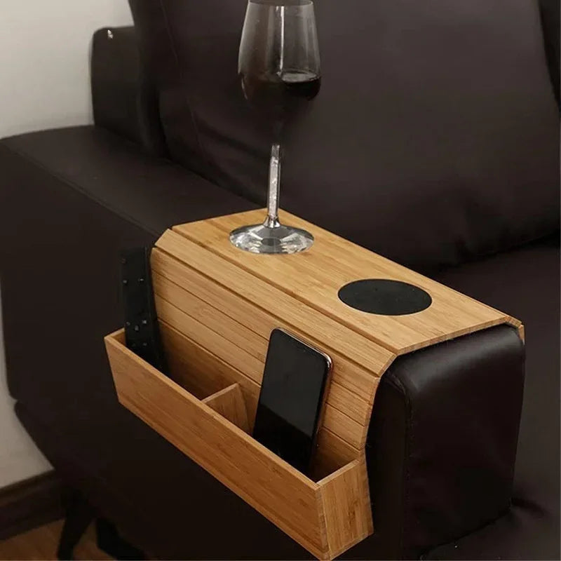 Bamboo Wood Sofa Armrest Tray Foldable Space Saving Furniture Storage Tray Wall Table Sofa Armrest Support Tray Home Decoration