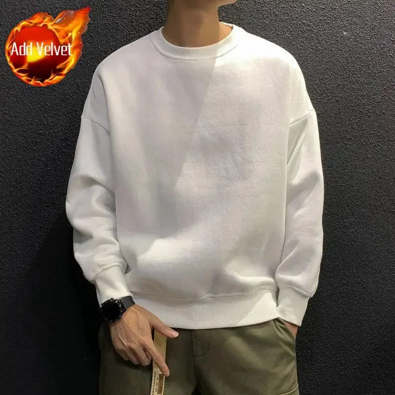 Men’s Fleeced Green Hoodie – Solid Casual Sweatshirt for Autumn and Winter